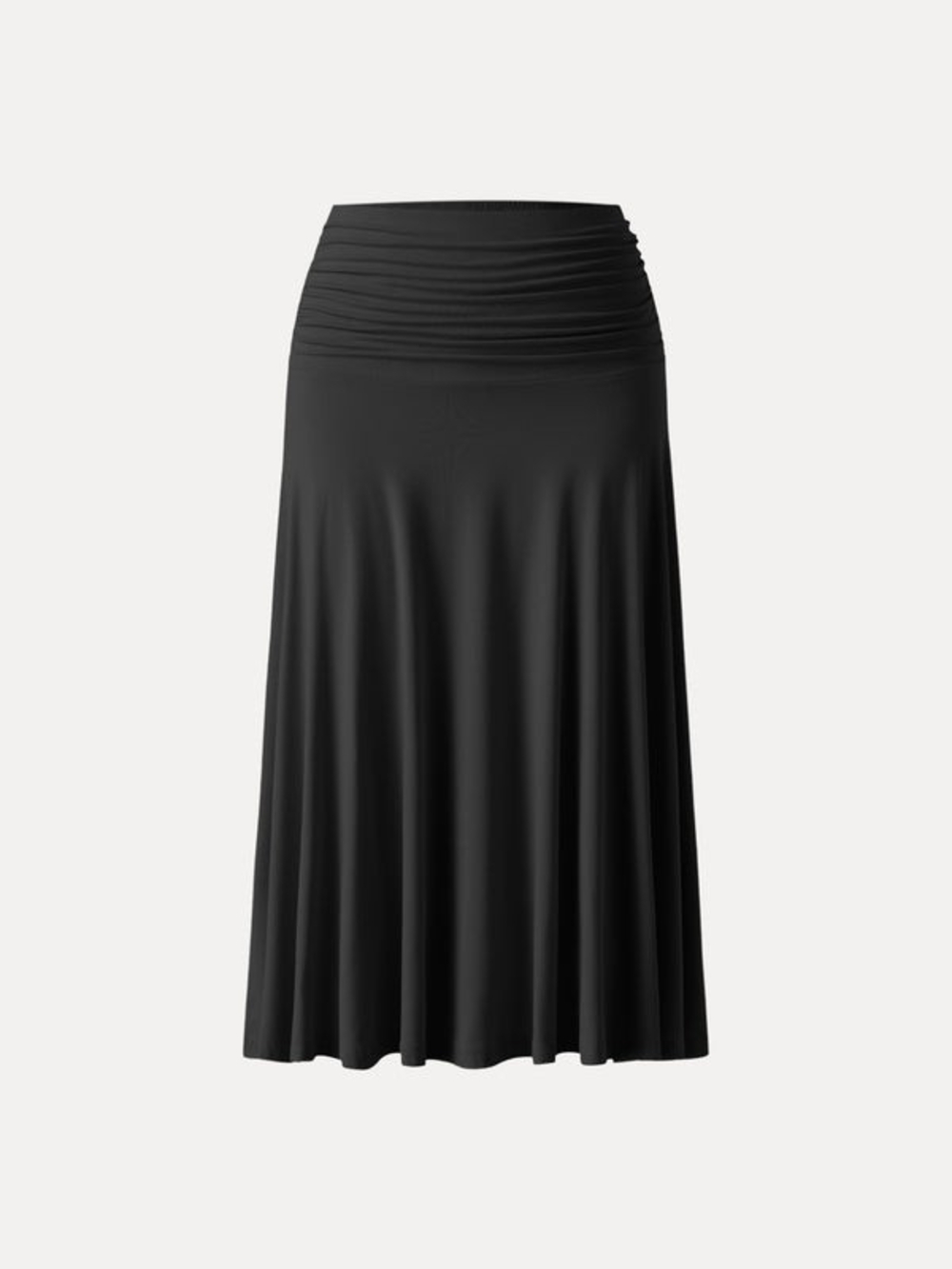 OGL Black Eco-SkinKiss® Flowy Side Ruched A-line Midi Skirt